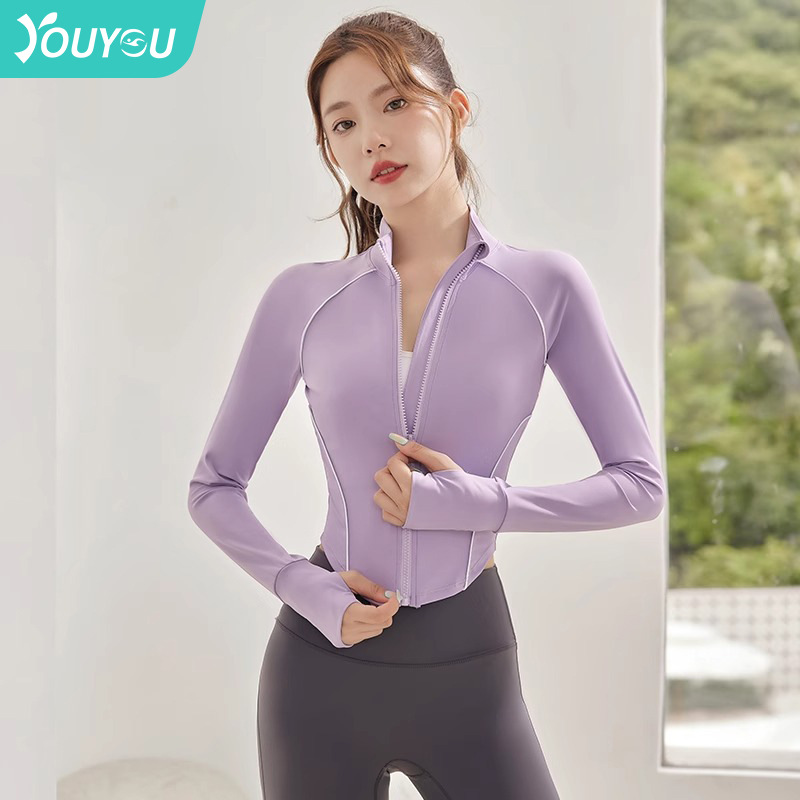 瑜伽服女秋季2023新款长袖运动上衣健身运动跑步专业训练瑜伽外套